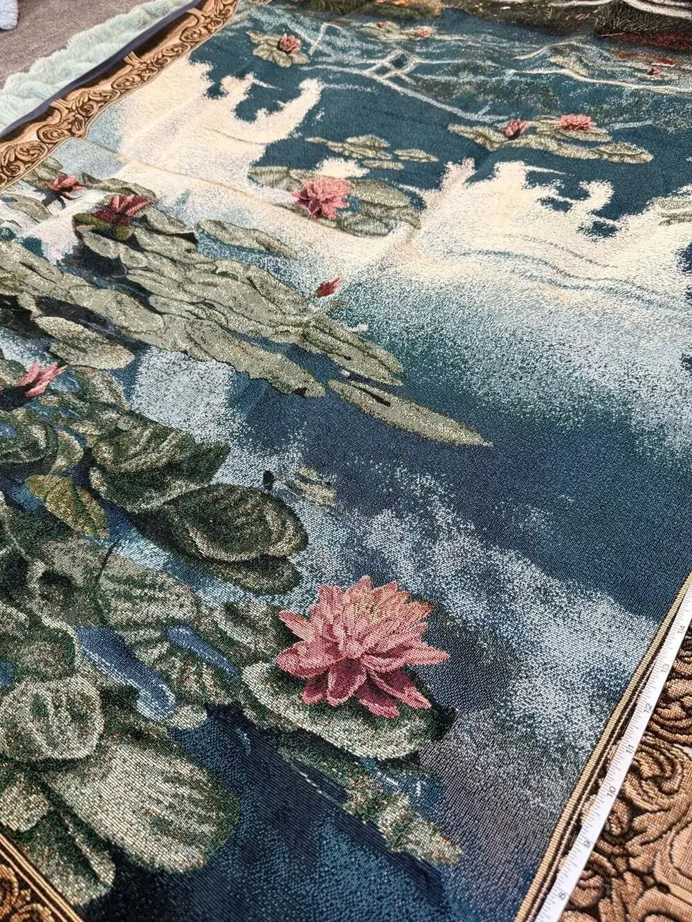 Claude Monet Water Lilies Giverny Style Woven Jacquard Wall Tapestry